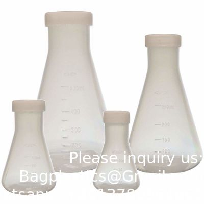 1000 ml plastic Erlenmeyerfles met schroefdoppen, 2 verpakkingen Smalle mond conische fles voor laboratorium, helder