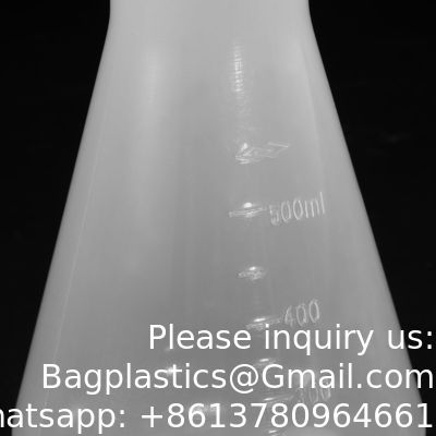 1000 ml plastic Erlenmeyerfles met schroefdoppen, 2 verpakkingen Smalle mond conische fles voor laboratorium, helder