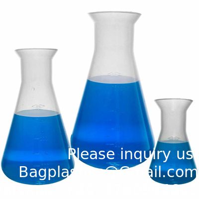 1000 ml plastic Erlenmeyerfles met schroefdoppen, 2 verpakkingen Smalle mond conische fles voor laboratorium, helder