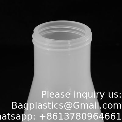 1000 ml plastic Erlenmeyerfles met schroefdoppen, 2 verpakkingen Smalle mond conische fles voor laboratorium, helder