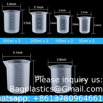 Plastic bekers Plastic maatbekers Doorzichtige multifunctionele maatbekers Epoxy mengbekers, bekers voor vloeistofcontainers