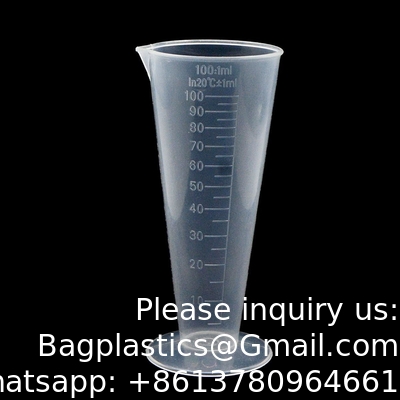 100 ml Plastic Graduated Measuring Cup Capacity Beaker Cone Shape Round Base Laboratories Keuken helder