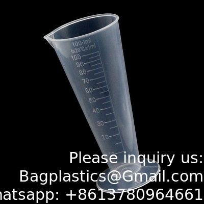 100 ml Plastic Graduated Measuring Cup Capacity Beaker Cone Shape Round Base Laboratories Keuken helder