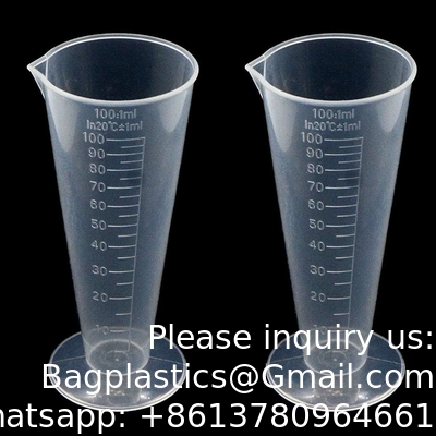 100 ml Plastic Graduated Measuring Cup Capacity Beaker Cone Shape Round Base Laboratories Keuken helder