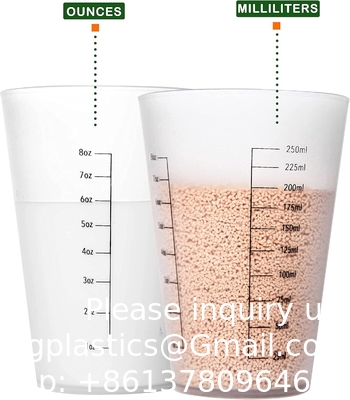 8oz herbruikbare plastic meetbekers Vloeibare verf mengende meetbekers Voor keuken koken