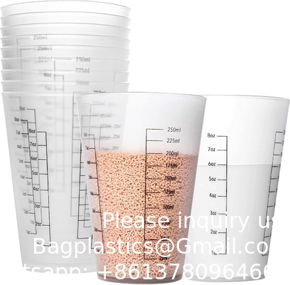 8oz herbruikbare plastic meetbekers Vloeibare verf mengende meetbekers Voor keuken koken