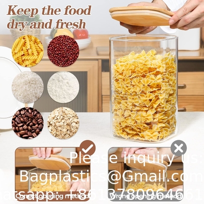 Glas voor opslag in de pantry, 138/50 oz Grote vierkante bloem suikercontainers Luchtdichte deksels, glazen potten voor een liter