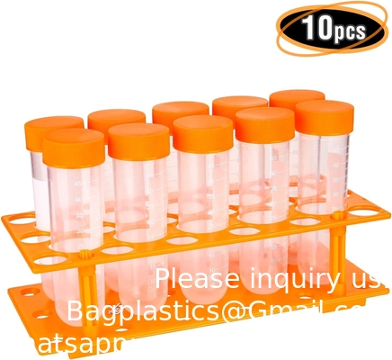SCIENCE LAB Primary Science Jumbo-testbuizen met stand, set van 10 buizen, laboratoriumkunststof, laboratoriumbuis voor testen