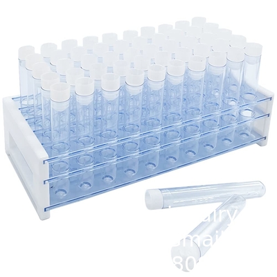 Plastic proefbuizen met rek, 16 x 100 mm proefbuis met doppen proefbuizen met rek, proefbuis voor wetenschappelijke experimenten