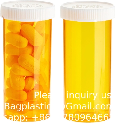 lege flessen met doppen voor medicijnen op recept, plasticappen van 8 gram (oranje)
