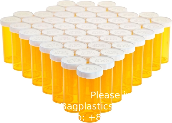 lege flessen met doppen voor medicijnen op recept, plasticappen van 8 gram (oranje)