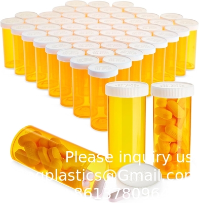 lege flessen met doppen voor medicijnen op recept, plasticappen van 8 gram (oranje)