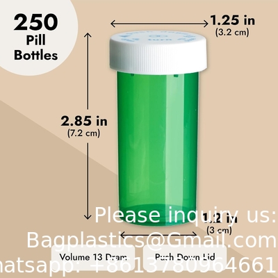 250 Pakket lege pillenflessen met doppen, Plastic 13 Dram medicijnflacons voor geneesmiddelen op recept, supplementen