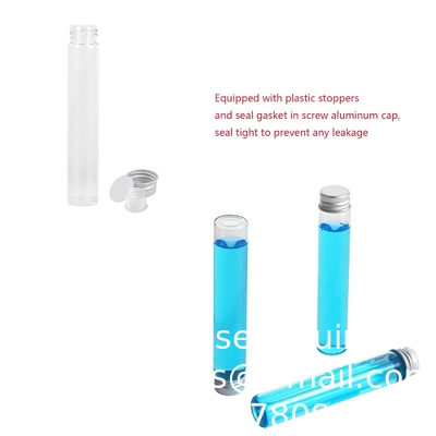30 ml doorzichtige glastestbuizen met schroefkappen en plastic stopjes, vloeibare monsterflacon, lekvrije vlakke testbuizen