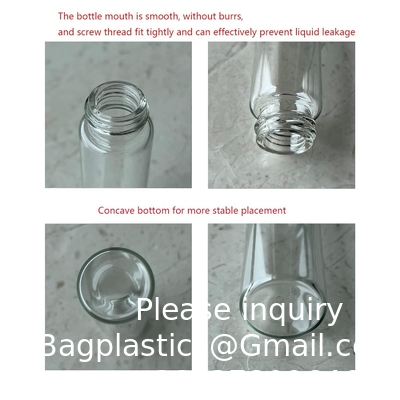 30 ml doorzichtige glastestbuizen met schroefkappen en plastic stopjes, vloeibare monsterflacon, lekvrije vlakke testbuizen