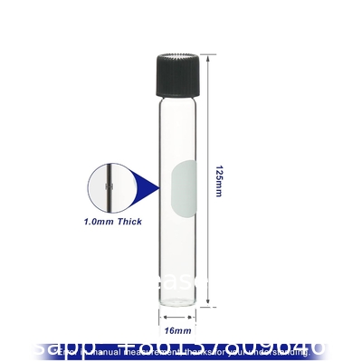 Borosilicaatglas serologische testbuizen met zwarte bakeliet schroefkappen Silicon Liner, Vol.30ml 20x150mm
