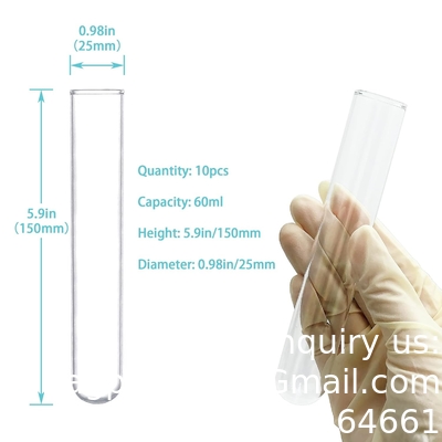 Testbuizen, 50 ml - Borosilicaat 3,3 glas - 1,2 mm dikke wanden, kraalrand - superieure warmte- en chemische duurzaamheid