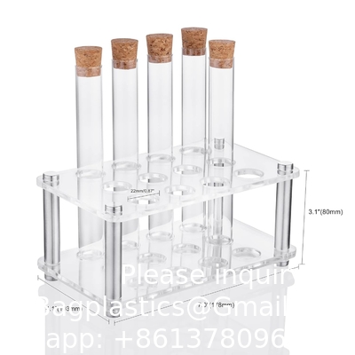 Wetenschappelijke experimenten 12 stuks 20x150 mm glazen proefbuizen met kurkstoppen 1 rek van acrylmateriaal