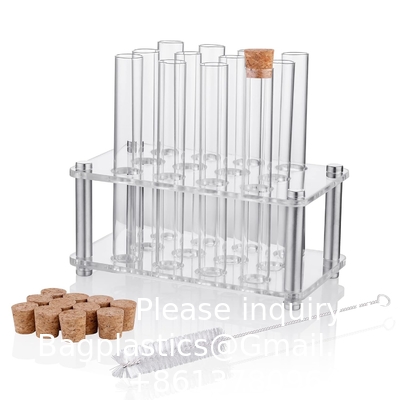 Wetenschappelijke experimenten 12 stuks 20x150 mm glazen proefbuizen met kurkstoppen 1 rek van acrylmateriaal