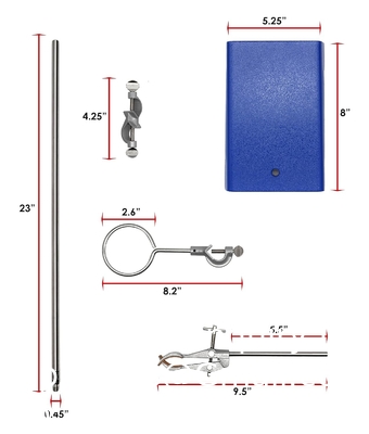 Chemisch bestand staal ring stand set - Lab stand ondersteuning met klem - 8 inch x 5 inch basis, 24 inch staaf