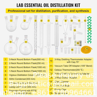 Laboratorium glaswerk 24/40 Chemie glaswerk 32PCS Chemie laboratorium glaswerk Kit Destillaties Separatie