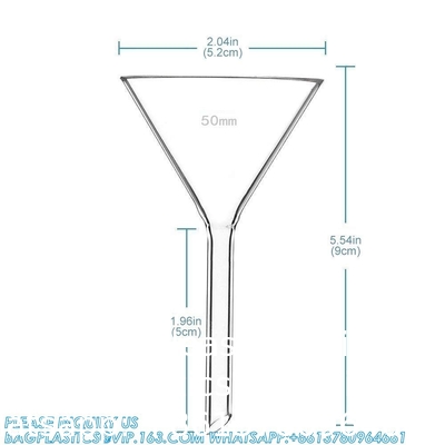 Glas trechter set, 3 maten - 50, 75, en 100 mm, korte stam, borosilicaat glas, zware muur, Karter Scientific