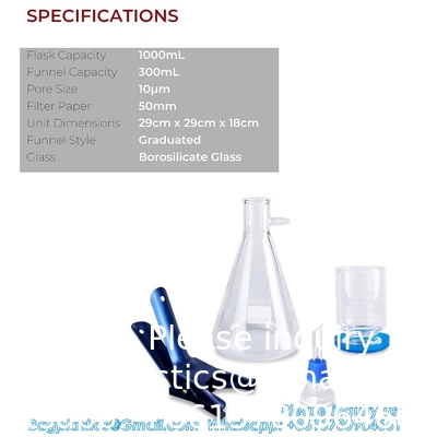 Laboratorium vacuümfiltratie distillatieapparaat, zware wand laboratoriumfilter set, 1 jaar garantie (1000 ml filterfles)