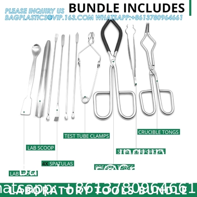 Labwares Essentials Lab Tools Starter Pack - Schroefbeker Tongs Lab Spatula Scoop Lepel Proefbuis Klemmen Sterilisator