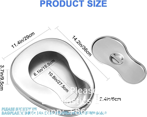 Stable bedpan Heavy Duty glad gemaakt voor bedgebonden patiënt, staal bedpan voor medische centra