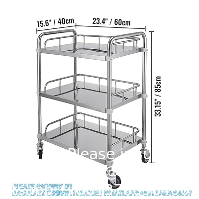 Laboratorium rolwagen 3 planken plank roestvrij staal rolwagen catering tandheelkundige utility cart commercieel wiel dolly