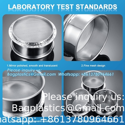 304 roestvrij laboratorium zeef, 200 mesh (0,074 mm), 80 mesh (0,18 mm), 10 mesh (2 mm) diafragma test zeef, 4 inch diameter