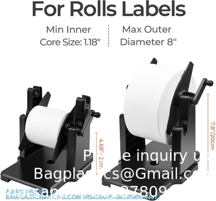 Externe labelhouder voor rollen, 2 in 1 fan-vouwbare stapelpapierhouder voor desktop-thermische labelprinter