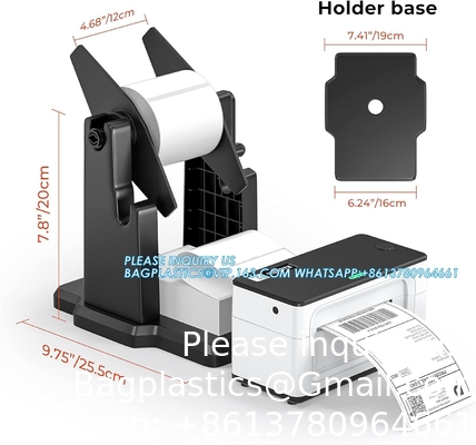 Externe labelhouder voor rollen, 2 in 1 fan-vouwbare stapelpapierhouder voor desktop-thermische labelprinter