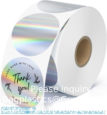 Holografische ronde thermische etiketten Sticker Cirkel 2 inch Afdrukbare regenboog thermische printer etiketten Sticker zelfklevend