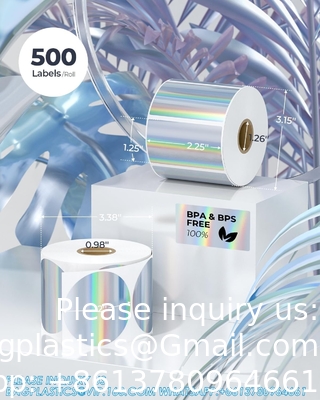 Holografische ronde thermische etiketten Sticker Cirkel 2 inch Afdrukbare regenboog thermische printer etiketten Sticker zelfklevend