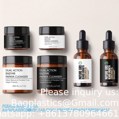 Waterdicht cosmetisch flesje make-up product pot etiketten Sticker, aangepast logo Geprinte gouden folie etiketten voor cosmetische