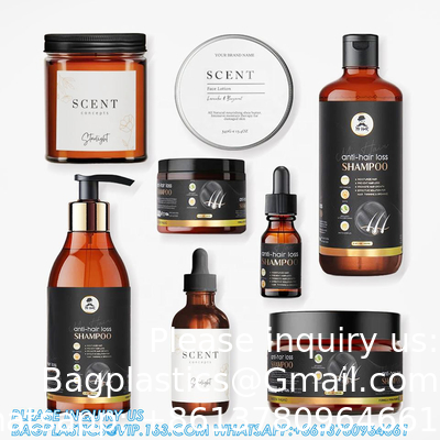 Waterdicht cosmetisch flesje make-up product pot etiketten Sticker, aangepast logo Geprinte gouden folie etiketten voor cosmetische
