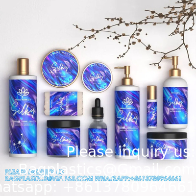 Waterdicht cosmetisch flesje make-up product pot etiketten Sticker, aangepast logo Geprinte gouden folie etiketten voor cosmetische