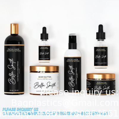 Waterdicht cosmetisch flesje make-up product pot etiketten Sticker, aangepast logo Geprinte gouden folie etiketten voor cosmetische