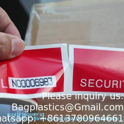 Serienummerd rood Tamper Proof Security Tape (48mm X 50m X 2mil, 100% totale overdracht, Ultra-dikke ¢ Void ¢
