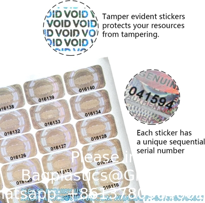 Authentieke hologram-etiketten/stickers Zilveren overdracht Tamper bewijs van veiligheid Garantie Nul zegels/stickers Hoge veiligheid
