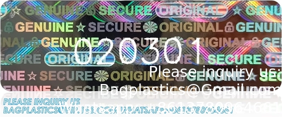 Authentieke hologram-etiketten/stickers Zilveren overdracht Tamper bewijs van veiligheid Garantie Nul zegels/stickers Hoge veiligheid