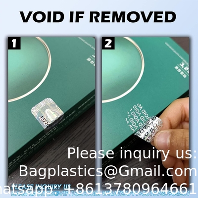 Authentieke hologram-etiketten/stickers Zilveren overdracht Tamper bewijs van veiligheid Garantie Nul zegels/stickers Hoge veiligheid