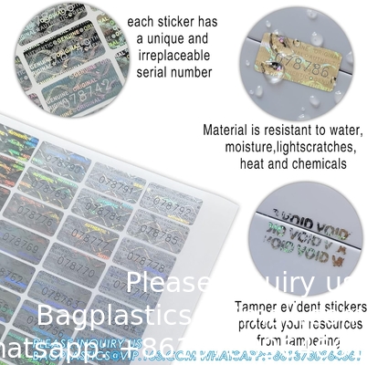 Authentieke hologram-etiketten/stickers Zilveren overdracht Tamper bewijs van veiligheid Garantie Nul zegels/stickers Hoge veiligheid