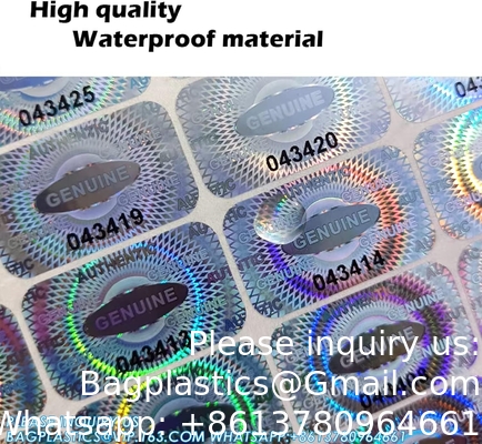 Authentieke hologram-etiketten/stickers Zilveren overdracht Tamper bewijs van veiligheid Garantie Nul zegels/stickers Hoge veiligheid