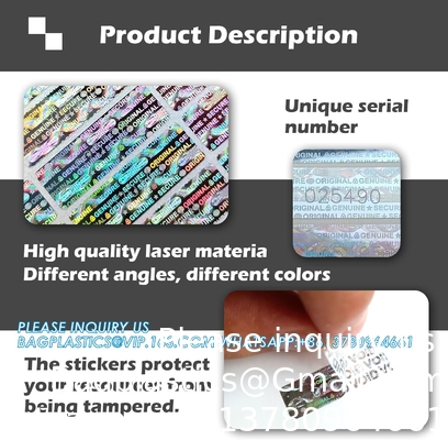 Authentieke hologram-etiketten/stickers Zilveren overdracht Tamper bewijs van veiligheid Garantie Nul zegels/stickers Hoge veiligheid