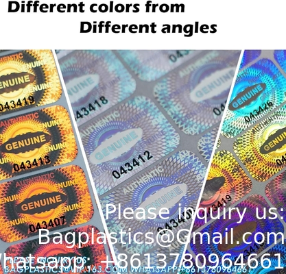 Authentieke hologram-etiketten/stickers Zilveren overdracht Tamper bewijs van veiligheid Garantie Nul zegels/stickers Hoge veiligheid