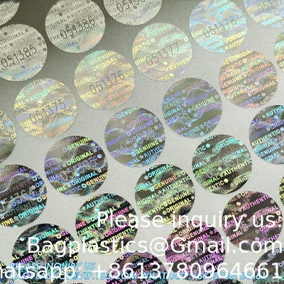 Authentieke hologram-etiketten/stickers Zilveren overdracht Tamper bewijs van veiligheid Garantie Nul zegels/stickers Hoge veiligheid