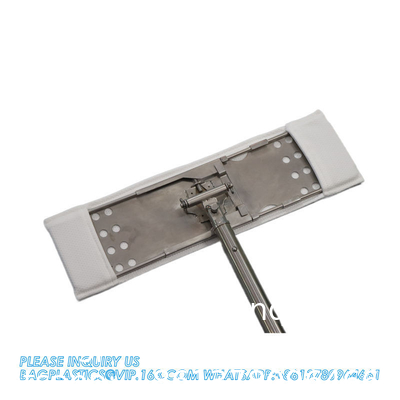 Roestvrij staal Flat Mop Herbruikbare Mop Lab Microfibre Stof Mopping Hoofd frame ESD Mop Met Telescopisch Handvat