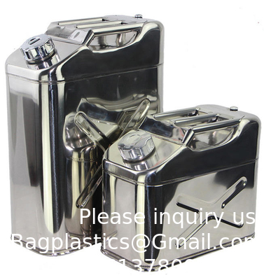 304 roestvrij staal Jerry Can Utility Jug 10L/20L Olie water tank met flexibele spuitstuk en schroef dop